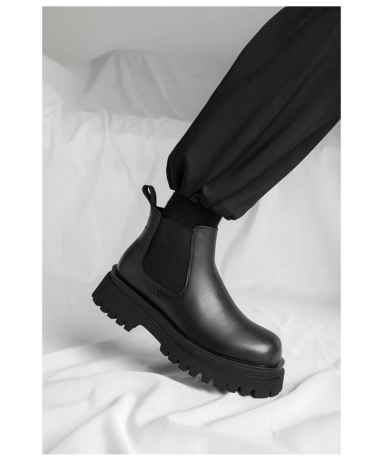 Men's Versatile Casual British Style Heightening Chelsea Boots, Paired with Trendy and Simple Ankle Boots for Outerwear. - Buy online at  Vibe In Cart.