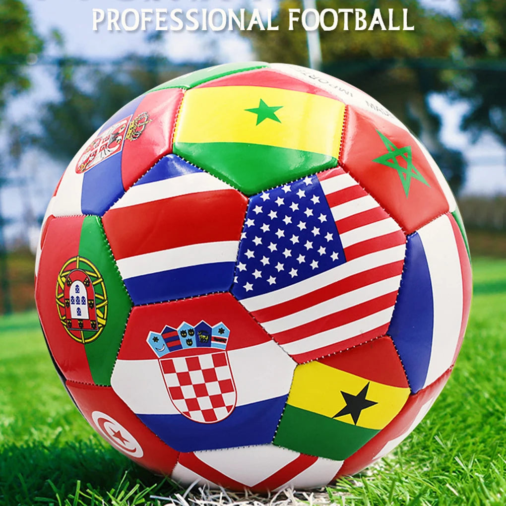 Flag Printed Soccer Ball Official Size 5 Soccer Match Ball Outdoor Match Game Football Pvc 2.7Thickened Team Training Footy Ball - Buy online at  Vibe In Cart.