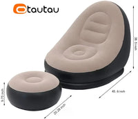 OTAUTAU Inflatable Lounger with Footstool Ottoman Chaise Lounge Recliner Outdoor Portable Camping Couch Garden Chair Pouf SF029 - Buy online at  Vibe In Cart.