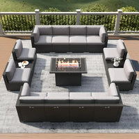 15 Piece Patio Furniture Set with Fire Pit Table, Outdoor Conversation Sets Wicker Rattan Sectional Sofa with Coffee Table - Buy online at  Vibe In Cart.