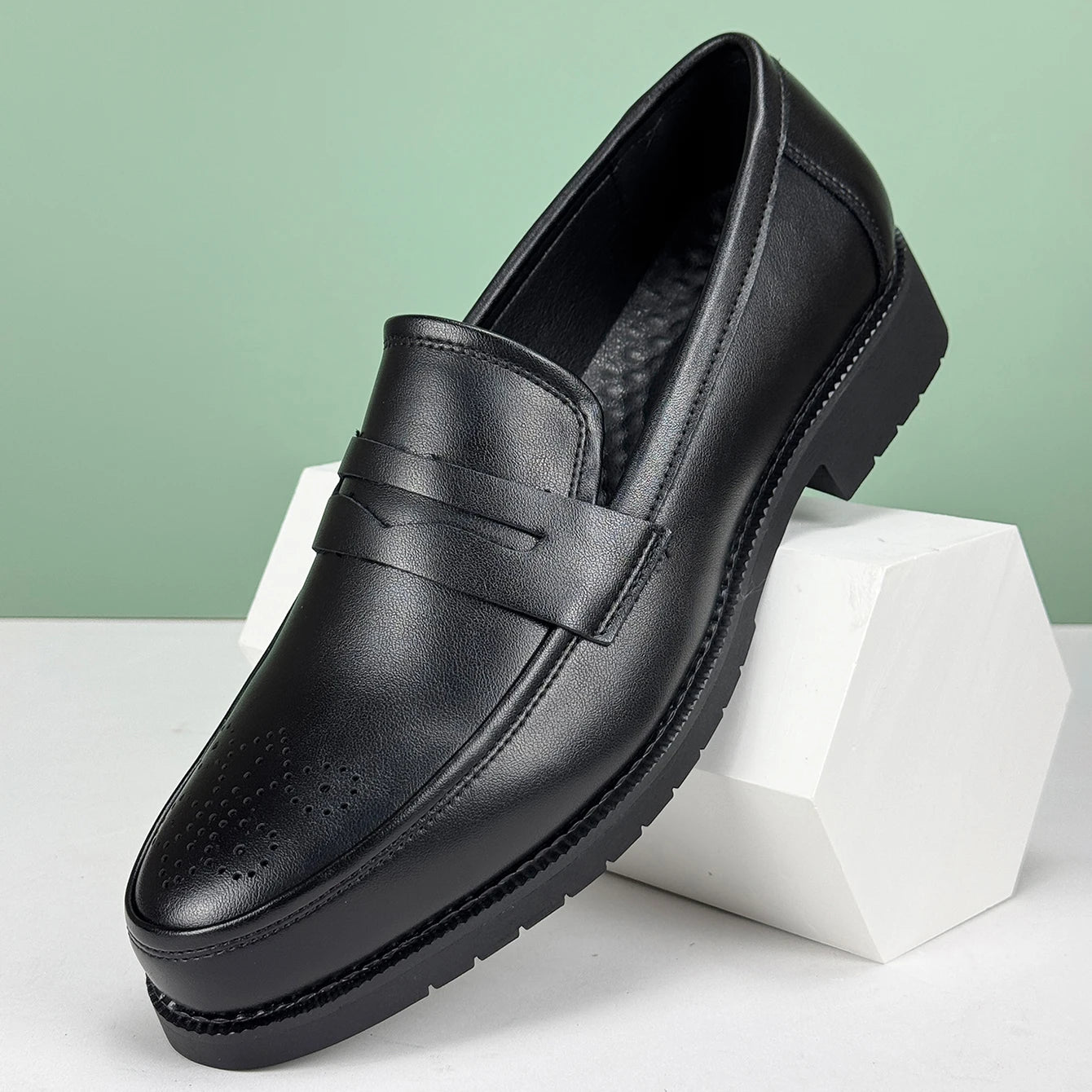 Men's Formal Oxford Loafer Shoes Slip-On Round Toe