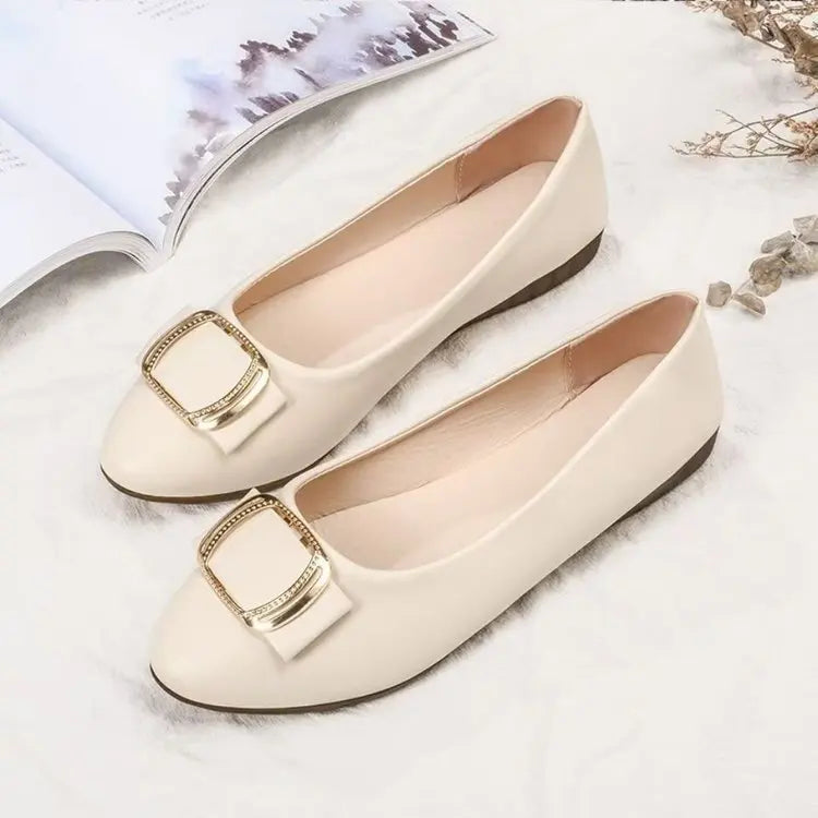 2025 Minimalist Square-Buckle Chain Flats Genuine Leather Slip-Resistant Cushioned Mom Loafers - Buy online at  Vibe In Cart.