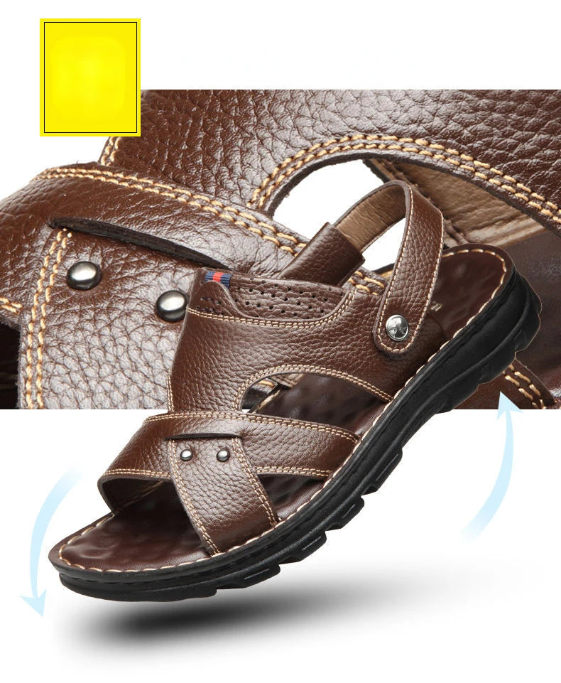 Summer Men Leather Sandals Genuine Leather Non-slip Men Shoes Slippers Outdoor Thick-soled Beach Shoes Comfor Soft Men sandalias - Buy online at  Vibe In Cart.