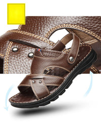 Summer Men Leather Sandals Genuine Leather Non-slip Men Shoes Slippers Outdoor Thick-soled Beach Shoes Comfor Soft Men sandalias - Buy online at  Vibe In Cart.