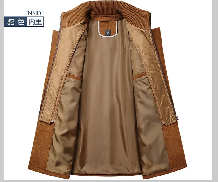 2025 new winter men's woolen coat, men's brand jacket, middle-aged double-shoulder long woolen windbreaker coat in European size - Buy online at  Vibe In Cart.