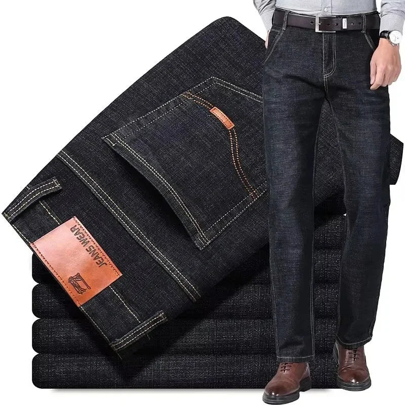 Men's Straight Leg Stretch Denim Jeans for Casual Wear
