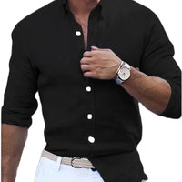 Men's Spring And Summer New Cotton Hemp New Men's Cool Long Sleeve Shirt Solid Color Loose Lapel Casual Beach Style Shirt - Buy online at  Vibe In Cart.