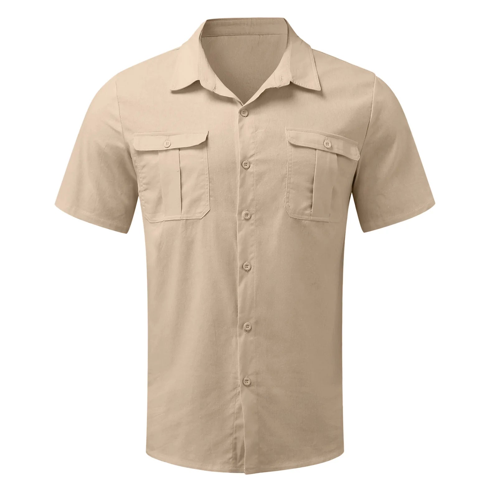 Cotton Linen Hot Sale Men Short-Sleeved Shirts Summer Solid Color Stand-Up Collar Casual Beach Style Plus SizeMale Shirts M-5XL - Buy online at  Vibe In Cart.