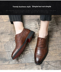 Black Fashionable Oxford Shoes Large Size Casual Business Leather Shoes Wedding Ceremony Shoes Carved Block Design Rubber Sole - Buy online at  Vibe In Cart.