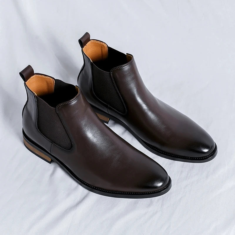 Genuine Leather Classic Men High Top Chelsea Ankle Boots High Quality Mens Casual Dress Business Shoes Comfy OutdoorBasic Boots - Buy online at  Vibe In Cart.