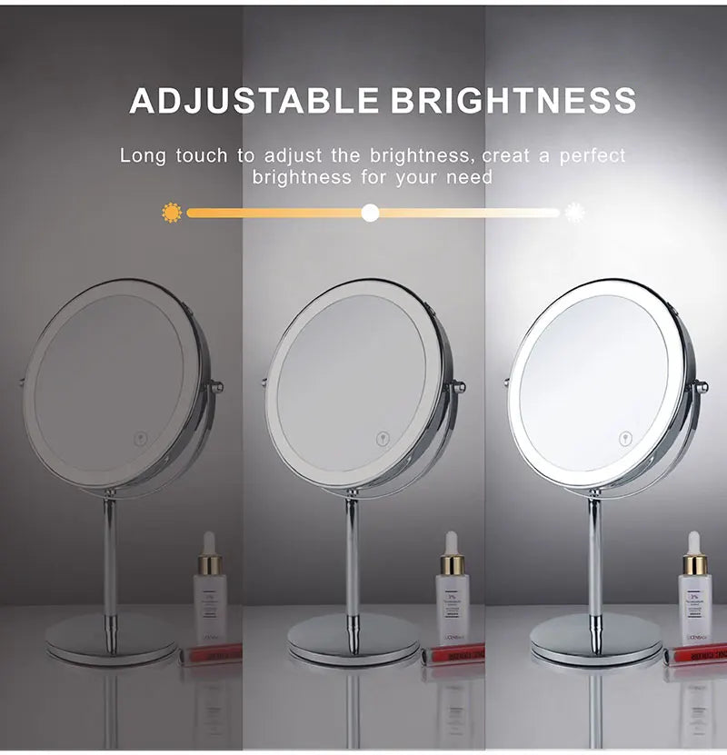 8inch 10X Magnifying LED Makeup Mirror with 3 Color Light Touch Switch Double Side USB Charging Desktop Vanity Cosmetic Mirror - Buy online at  Vibe In Cart.
