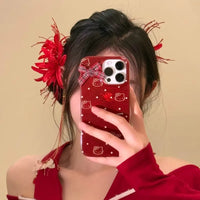 Red Shore Flower Hair Clip New Tassel Design Chinese Ancient Style Elegant Duckbill Clip Women's Side Bangs Clip Hair Accessory - Buy online at  Vibe In Cart.
