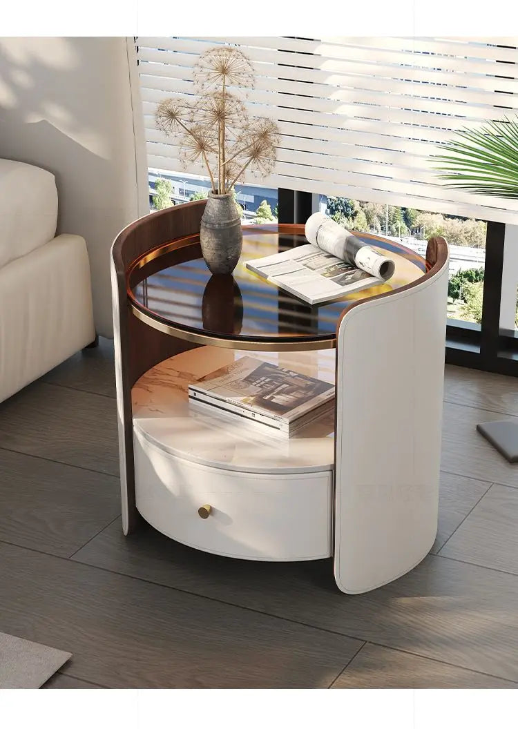 Modern Italian Round Bedside Table: Minimalist Design, Luxury & High-End Storage for Home Bedrooms - Buy online at  Vibe In Cart.