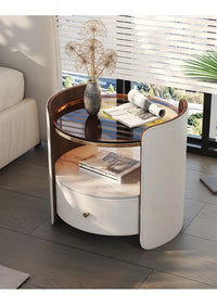 Modern Italian Round Bedside Table: Minimalist Design, Luxury & High-End Storage for Home Bedrooms - Buy online at  Vibe In Cart.