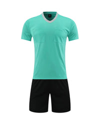 Men's Polyester Soccer Referee Uniform Set with Jersey and Shorts