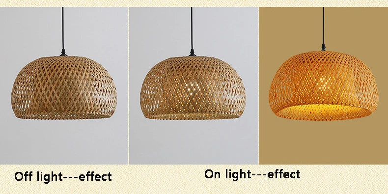 Bamboo Lantern 30cm Pendant Lamp Natural Rattan Wicker E27 LED Chandeliers Hand-Woven Lampshades Lighting Fixture Hanging Light - Buy online at  Vibe In Cart.