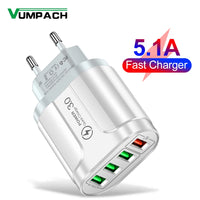 Vumpach 4 Ports USB Fast Charger Quick Charge 3.0 48W Wall Mobile Phone Fast Charging For iPhone Samsung Xiaomi  Adapter Travel - Buy online at  Vibe In Cart.