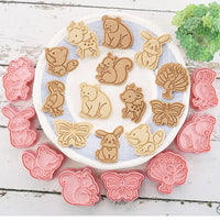 8-Piece Plastic 3D Cookie Cutters Set with Cartoon Designs
