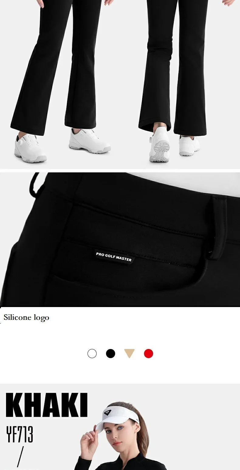 Women's Elastic High Waist Fleece Golf Pants for Winter