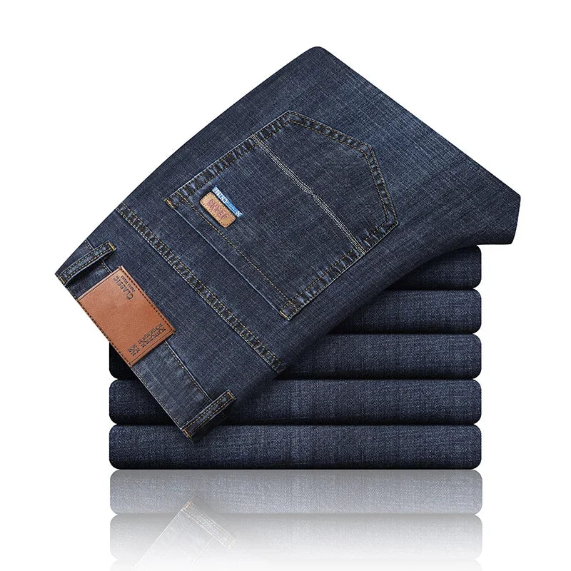 New Ice Silk Thin Denim Jeans For Men Blue Straight Stretch Cotton Pants Business Casual Lightweight Trousers Spring Summer - Buy online at  Vibe In Cart.