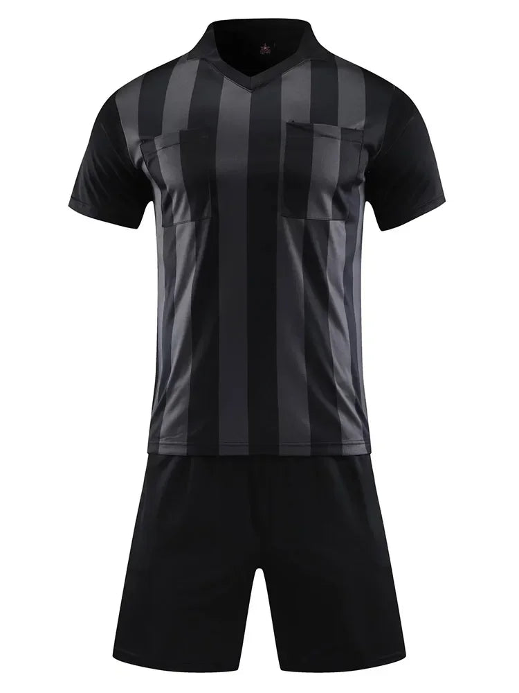 Men's Polyester Soccer Referee Uniform with Jersey and Shorts