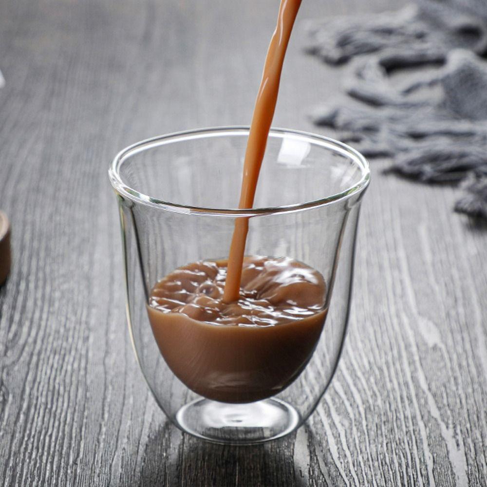 Double Wall Glass Cup Transparent Clear Heat Resistant Tea Drink Cups Mini Whisky Cup Espresso Coffee Cup  Bar Drinkware  Gift - Buy online at  Vibe In Cart.