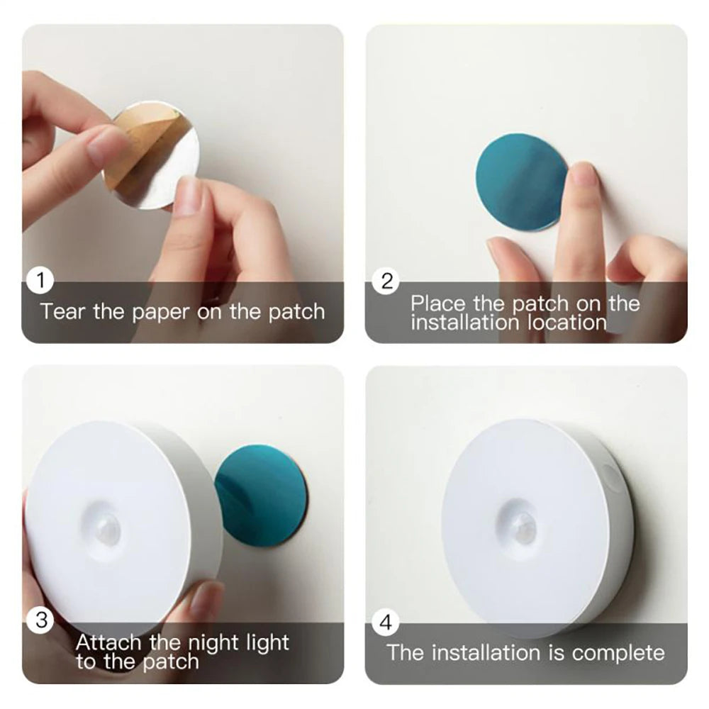 Round LED Night Light with Motion Sensor and USB Charging