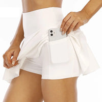 Women's Pleated High Waist Tennis Skort with Pockets, XS-XXL