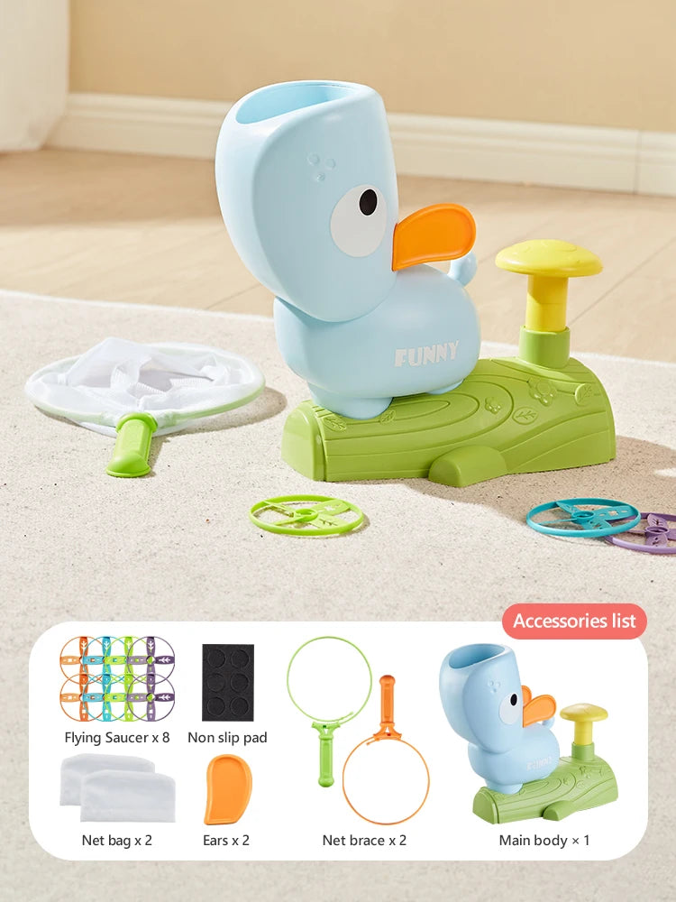 Air Discs Launcher Childern Toys Indoor Outdoor Games Soaring Machine Flying Disc Saucer Foot Launcher Kids Jump Spoorts Toy