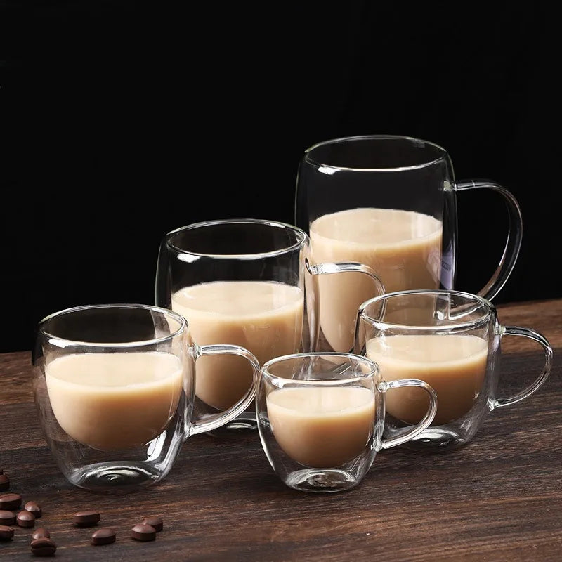 5 Sizes Double Wall Insulated Glass Cup Clear Espresso Coffee Mugs Handmade Beer Mug Tea Milk glass Whiskey Glass Cups Drinkware - Buy online at  Vibe In Cart.