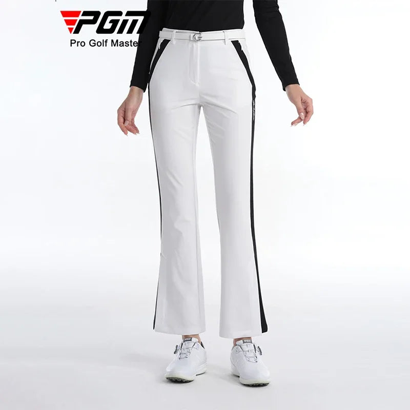 Women's Full Length High Waist Flared Cotton Golf Trousers