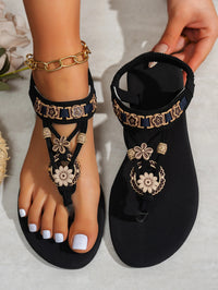 Women's fashionable round toe clip toe bohemian style one-piece elastic flat sandals - Buy online at  Vibe In Cart.