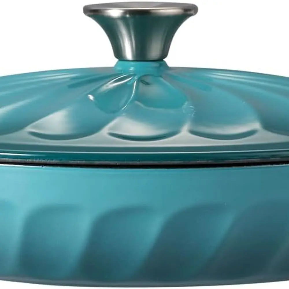 Enameled Cast Iron Dutch Oven, 3.8 Quart with Handles, Blue-Green Cookware, Braisier Pan with Lid - Buy online at  Vibe In Cart.