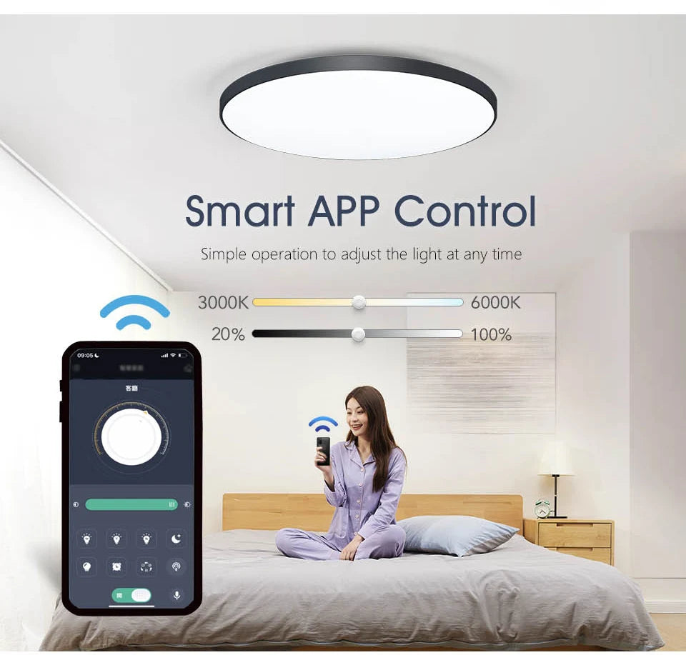 MARPOU Smart ceiling lamp led lamp for bedroom Large Ceiling Lamps Led Lights with Remote control Dimmable led lights for room - Buy online at  Vibe In Cart.