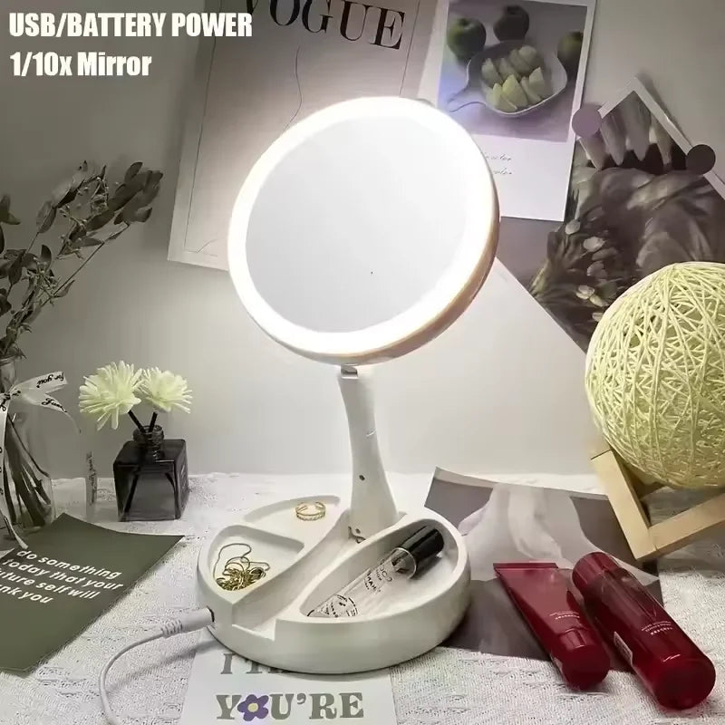 1X 10x Magnifying Vanity Mirror with LED Lighted Flexible Foldable Desk Makeup Mirror Lighting Dressing Makeup Lamp - Buy online at  Vibe In Cart.