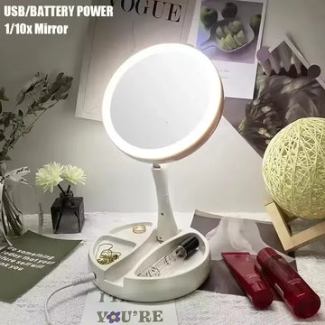 1X 10x Magnifying Vanity Mirror with LED Lighted Flexible Foldable Desk Makeup Mirror Lighting Dressing Makeup Lamp - Buy online at  Vibe In Cart.