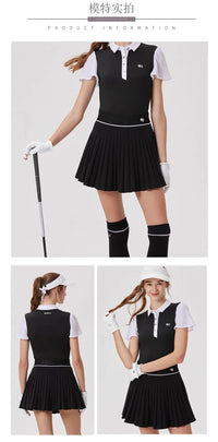 Spring Women High Waist Pleated Skirt Golf Tennis High-end Fashion New Sports Skort with Inner Shorts Ladies Golf Wear