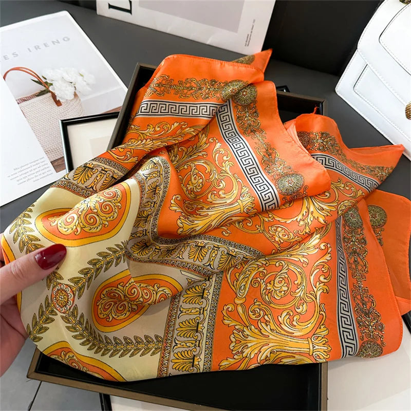 Women's 70x70cm Square Silk Scarf Shawl Headband