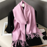 Women's Thick Warm Winter Polyester Scarf with Tassels
