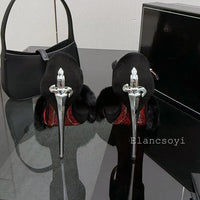 Super High Heels Sandals Women Mink Fur Metal Sword Thin Heels Open Toe Ankle Strap Sandalias Summer Fashion Party Dress Pumps - Buy online at  Vibe In Cart.