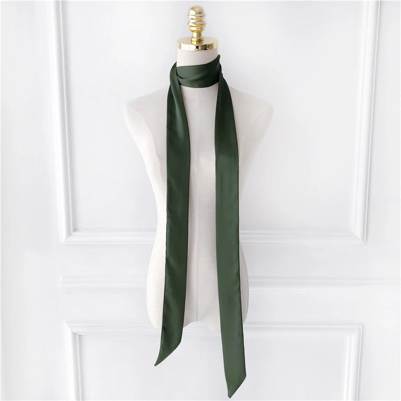 Women's Long Narrow Solid Color Polyester Scarf 190x5cm