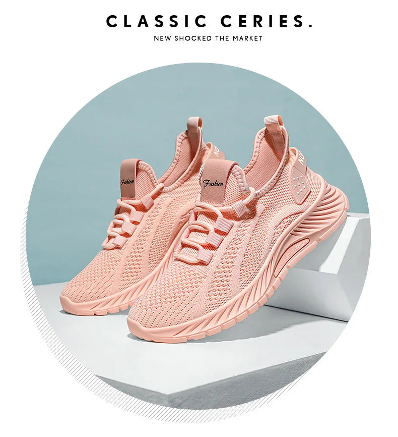 Men's Summer Striped Casual Sneakers Lace-Up Flat Heel Rubber Outsole