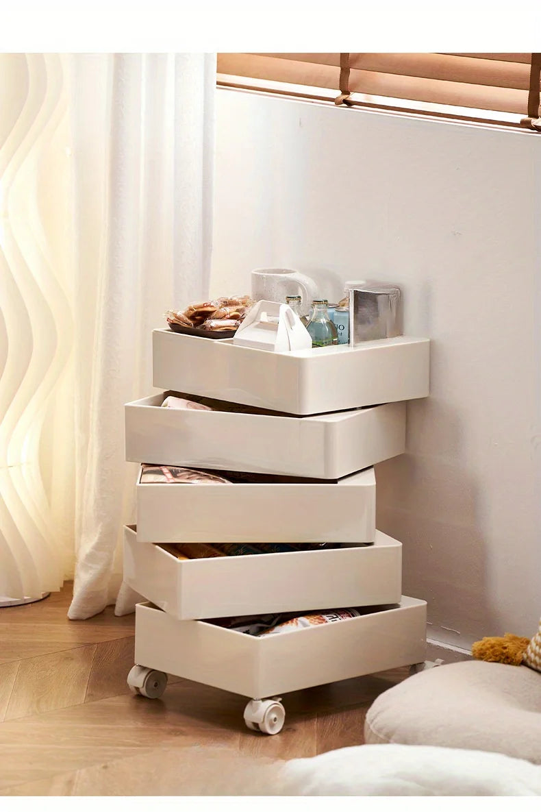 Rotating Storage Cabinet Movable Bedside Table Side Cabinet Cosmetic Storage Cabinet Bedroom Living Room Furniture  Nightstand - Buy online at  Vibe In Cart.