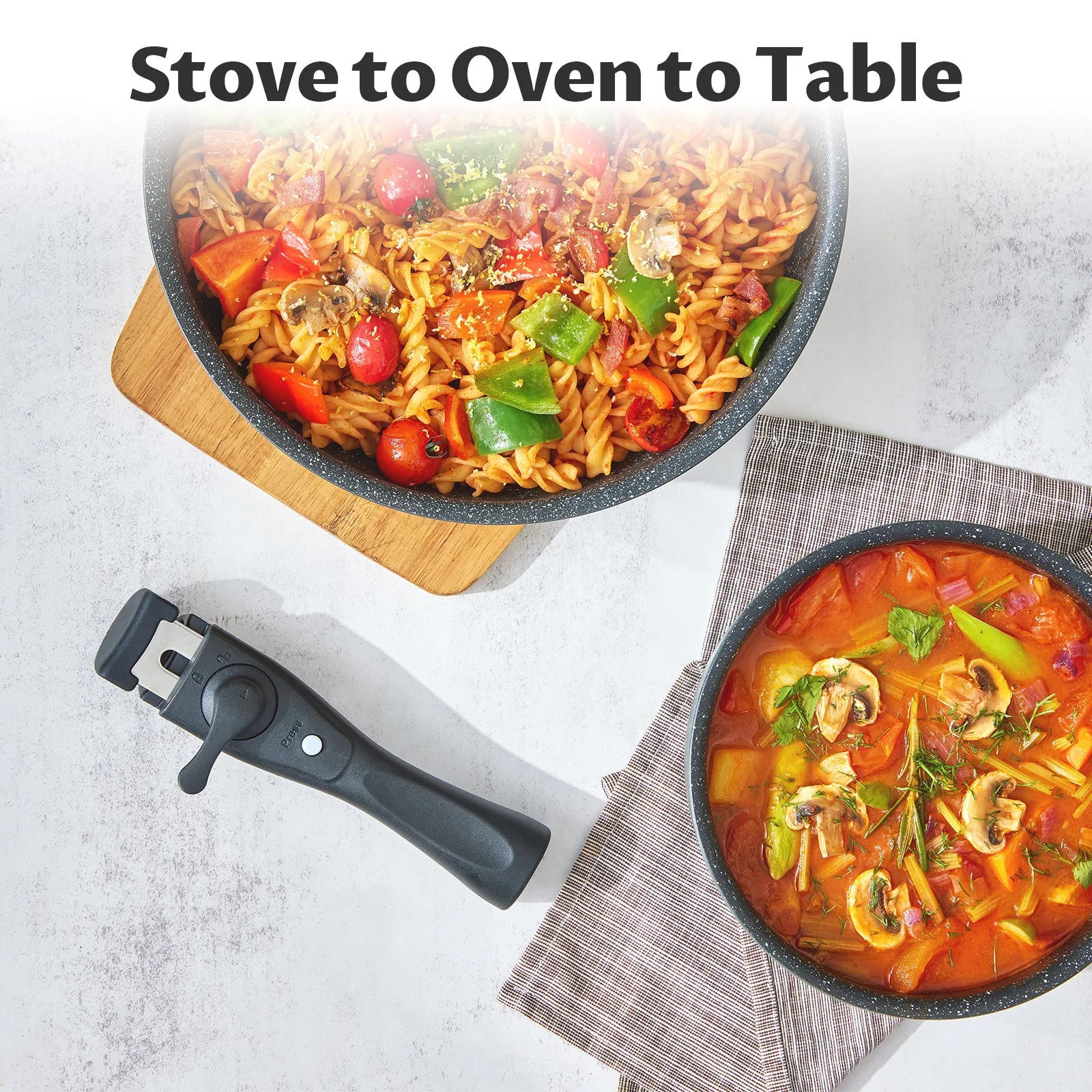 Induction Cookware Set 13 Pieces, Nonstick Pots and Pans Set with Removable Handles, for All Hobs, Stackable Design for RV - Buy online at  Vibe In Cart.