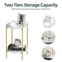 LUVODI 2-Tier Round Coffee End Tables Sofa Side Table Plant Stand with Storage Shelf Metal Frame for Living Room Bedroom - Buy online at  Vibe In Cart.