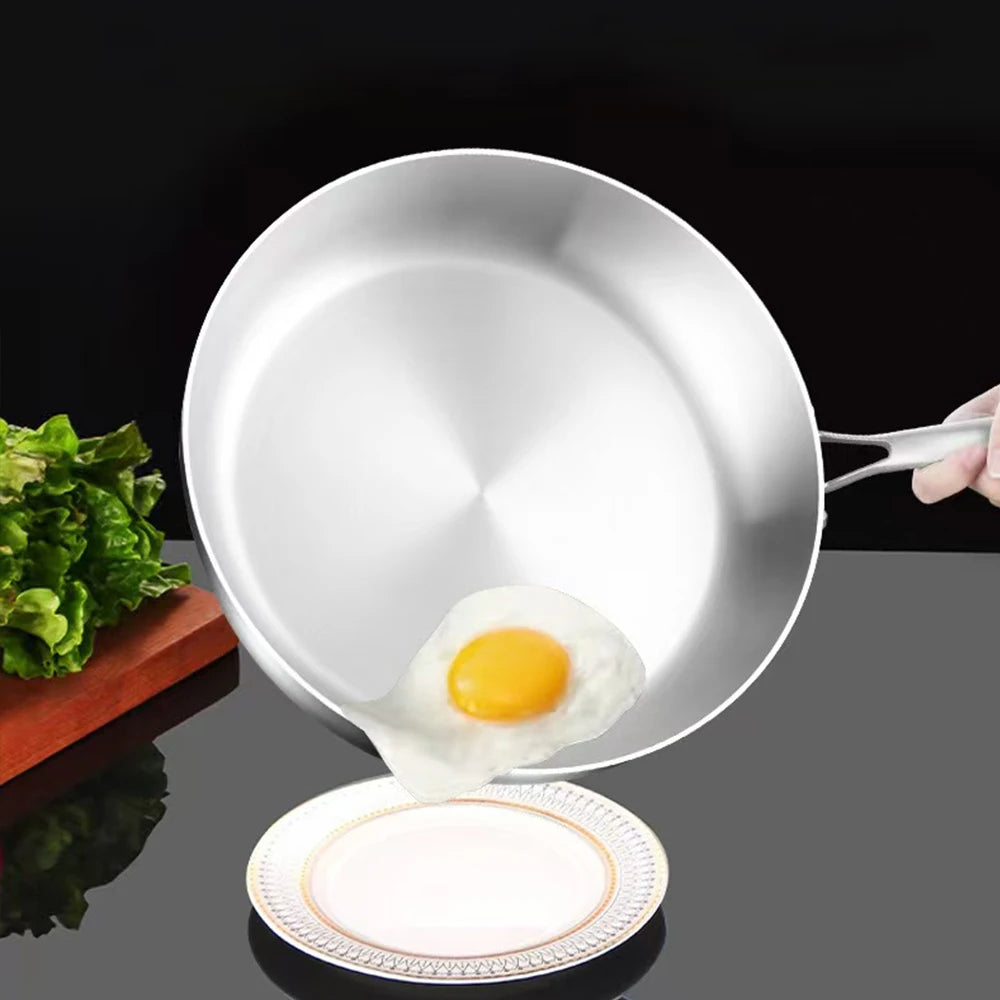 316 Stainless Steel Frying Pan Wok NonStick Pan Fried Steak Pot Uncoated Kitchen Cookware For Gas Stove and Induction Cooker Wok - Buy online at  Vibe In Cart.