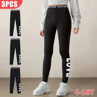 Black Polyester Slim Stretch Plus Size Yoga Leggings for Girls