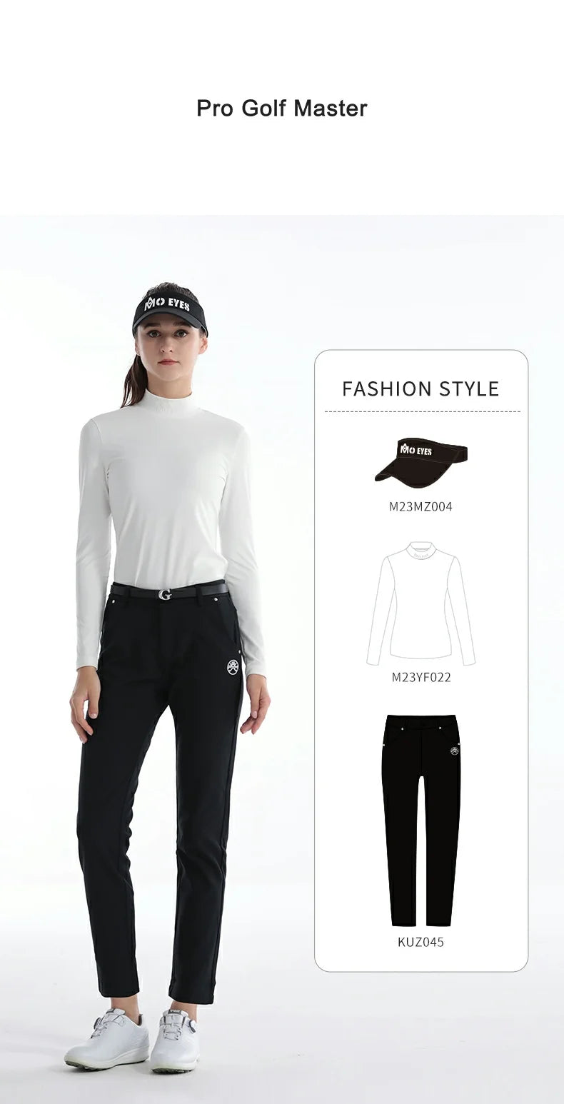 Women's Winter Fleece Golf Pants Thicken Windproof Slim Full Length