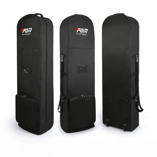 Nylon Single Layer Foldable Golf Aviation Bag with Pulley in Black