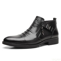 Winter Men's Elegant Boots Ankle non slip Leather Shoes British Zip Black Knight boots Pointed Punk Platform male Booties Botas - Buy online at  Vibe In Cart.